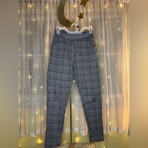 Grey High-Waist Plaid Pants for cold timeless look!